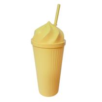 Copo Twister Com Tampa Chantilly e Canudo 450ml Amarelo Copo Twister Com Tampa Chantilly e Canudo 450ml Amarelo