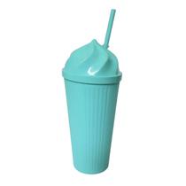 Copo Twister Com Tampa Chantilly e Canudo 450ml Azul Copo Twister Com Tampa Chantilly e Canudo 450ml Azul