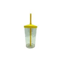 Copo Twister Cristal Tampa Colorida 500Ml Amarelo C/100Un