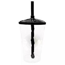 Copo Twister Transparente com tampa e canudo Preto - 500ml