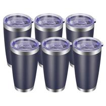 Copo VEGOND de aço inoxidável 600 ml com tampa e canudo, pacote com 6