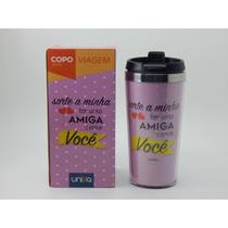 Copo Viagem Amiga Caneca Térmica Inox com Tampa 450 ml Top Premium.
