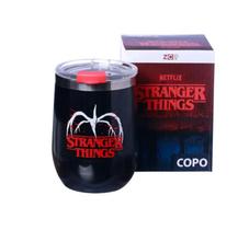 Copo Viagem com Tampa Stranger Things Preto Inox- ZonaCriativa
