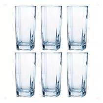 Copo Vidro 300ml Quadrado Bali Jogo com 6 Transparente Luxo