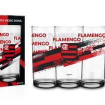 Copo vidro 300ml times - flamengo - brasfoot