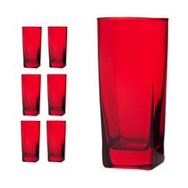 Copo Vidro 320ml BALI jogo com 6 Vermelho