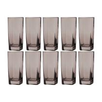 Copo Vidro 320ml Quadrado BALI Jogo com 10 Cinza Luxo Agua