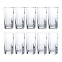 Copo Vidro 320ml Quadrado Bali Jogo com 10 Transparente Luxo Copo Vidro 320ml Quadrado Bali Jogo com 10 Transparente Luxo