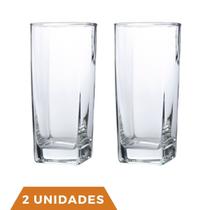 Copo Vidro 320ml Quadrado Bali Jogo com 2 Transparente Luxo Copo Vidro 320ml Quadrado Bali Jogo com 2 Transparente Luxo