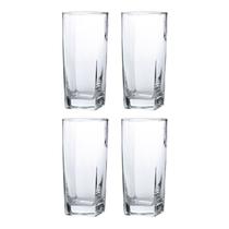 Copo Vidro 320ml Quadrado Bali Jogo com 4 Transparente Luxo Copo Vidro 320ml Quadrado Bali Jogo com 4 Transparente Luxo
