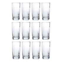 Copo Vidro 320ml Quadrado BALI Kit com 12 Transparente Luxo