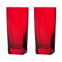Copo Vidro 320ml Suco água BALI jogo com 2 Vermelho