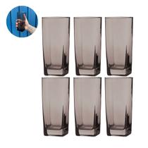 Copo Vidro 320ml Suco água BALI jogo com 6 Cinza Copo Vidro 320ml Suco água BALI jogo com 6 Cinza