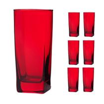Copo Vidro 320ml (Suco, água) BALI jogo com 6 Vermelho Copo Vidro 320ml (Suco, água) BALI jogo com 6 Vermelho