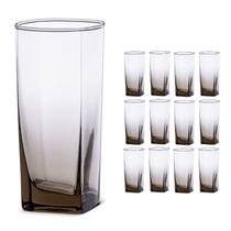 Copo Vidro 320ml (Suco, água) BALI SOLID kit com 12 Cinza