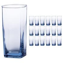 Copo Vidro 320ml (Suco, água) BALI SOLID kit com 18 Azul