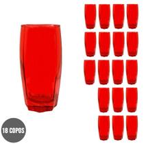 Copo Vidro 370 ml Florence kit com 18 Vermelho