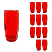 Copo Vidro 370ml Florence Glamour kit com 12 Vermelho