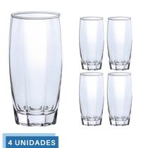 Copo Vidro 370ml Florence Glamour kit com 4 Transparente