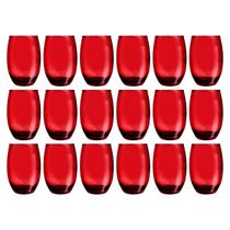 Copo Vidro 450ml Redondo BELLAGIO Jogo com 18 Vermelho Luxo