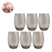 Copo Vidro 450ml (Suco, água) BELLAGIO jogo com 6 Cinza