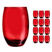 Copo Vidro 450Ml (Suco, Água) Bellagio Kit Com 12 Vermelho - Casa Linda