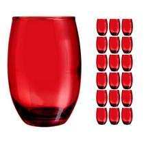 Copo Vidro 450Ml (Suco, Água) Bellagio Kit Com 18 Vermelho - Casa Linda