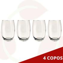 Copo Vidro California 450ml Redondo Transparente Agua 4Un