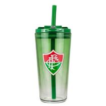 Copo Vidro Degradê com Canudo e Tampa 750ml Fluminense - Mileno Copo Vidro Degradê com Canudo e Tampa 750ml Fluminense - Mileno