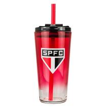 Copo Vidro Degradê com Canudo e Tampa 750ml SPFC São Paulo FC Copo Vidro Degradê com Canudo e Tampa 750ml SPFC São Paulo FC