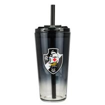 Copo Vidro Degradê com Canudo e Tampa 750ml Vasco