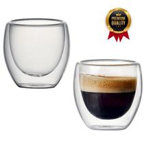 Copo Vidro Duplo Café Expresso Capuccino Chá 2 Peças 70ml Copo Vidro Duplo Café Expresso Capuccino Chá 2 Peças 70ml