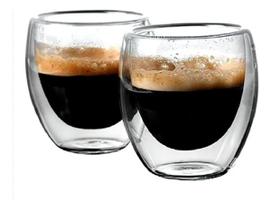 Copo Vidro Duplo Café Expresso Chá Capuccino 2 Peças 80ml Copo Vidro Duplo Café Expresso Chá Capuccino 2 Peças 80ml