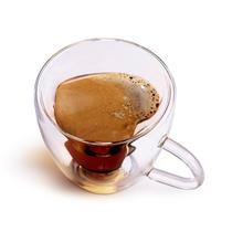 Copo Vidro Duplo Coração 180ml 2 Peças Café Chá Cappuccino Copo Vidro Duplo Coração 180ml 2 Peças Café Chá Cappuccino