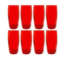 Copo Vidro Florida 370ml Vermelho Suco Agua Tendencia - 8 UN Copo Vidro Florida 370ml Vermelho Suco Agua Tendencia - 8 UN