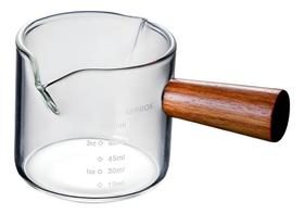 Copo Vidro Medidor De Café Expresso Alça De Madeira Barista