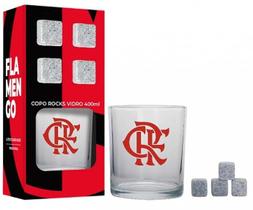Copo Vidro Rocks 400 ml c/ Cubos de Pedra Times de Futebol Cor:Flamengo Copo Vidro Rocks 400 ml c/ Cubos de Pedra Times de Futebol Cor:Flamengo
