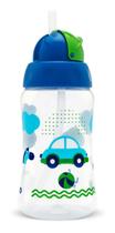 Copo Viva Com Canudo Retrátil Silicone Bebê Infantil 330ml Azul