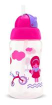 Copo Viva Com Canudo Retrátil Silicone Bebê Infantil 330ml Rosa