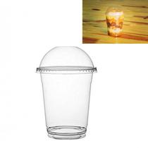 Copos com Tampa Bolha para Doces e Sobremesas Sem Furo 300ml. Caixa com 60 Unidades