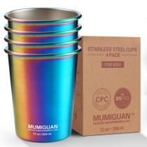 Copos de aço inoxidável MUMIGUAN 350 ml para crianças, pacote com 4 unidades, sem BPA Copos de aço inoxidável MUMIGUAN 350 ml para crianças, pacote com 4 unidades, sem BPA