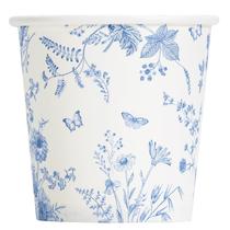 Copos de banheiro de papel Crisky 3 onças descartáveis azuis florais, pacote com 300