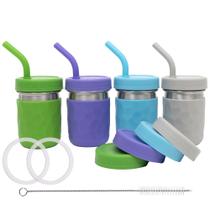 Copos de Bebida WeeSprout 2 em 1 para Crianças - Conjunto de 4 em Aço Inoxidável