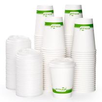 Copos de café de papel compostáveis EcoLipak 12 onças (100 unidades)