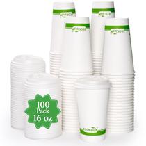 Copos de café de papel compostáveis EcoLipak 16 onças (100 unidades)