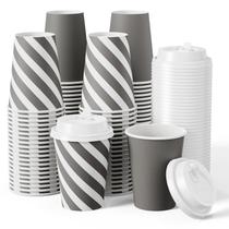Copos de café de papel JOLLY CHEF 350ml, pacote de 100 com tampas de 12 onças