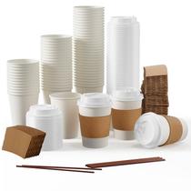 Copos de café de papel JOLLY PARTY de 12 onças pacote com 50 com tampas e mangas Copos de café de papel JOLLY PARTY de 12 onças pacote com 50 com tampas e mangas