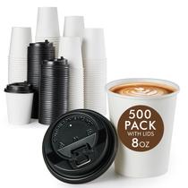 Copos de café de papel Vplus 240mL, pacote com 500 tampas para uso quente/frio