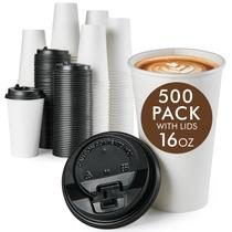 Copos de café de papel Vplus 500, pacote 473 ml com tampas descartáveis