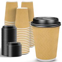 Copos de café descartáveis Ginkgo 350 ml com tampas, pacote 350, bege